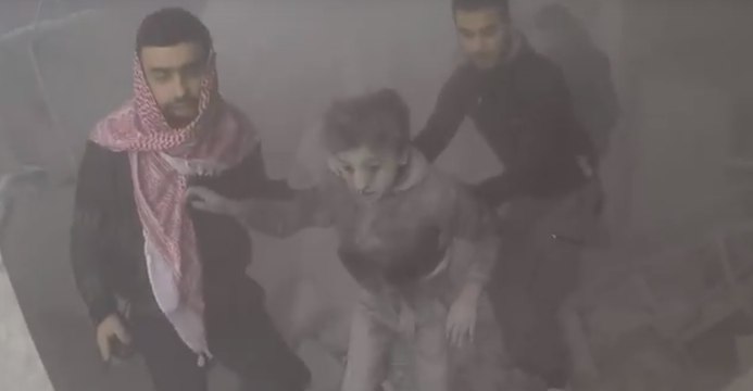 Child Rescued From Rubble After Strikes on East Damascus Suburb