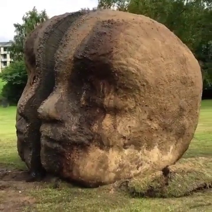 Ils coulent du béton dans d'énorme trous énormes dans la pelouse... regardez pourquoi...