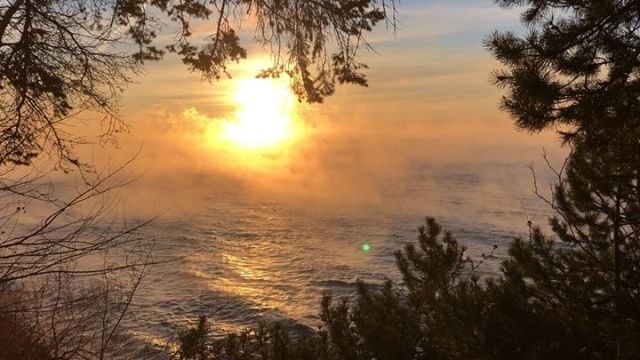 Sea Smoke Rises from Lake Superior in Frigid Minnesota