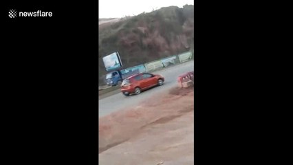 Landslide hits construction site injuring three workers