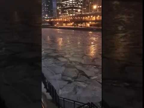 Chicago Rivers Nearly Freezes Over After Extreme Cold Hits the City