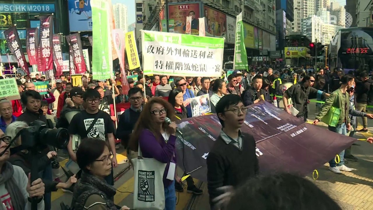 Anti-Beijing protesters march in Hong Kong