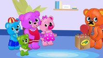 Mega Gummy bear crying got scared by crayons finger family nursery r