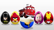 LEARN COLORS! Firetruck! Spiderman! Angry Birds! Masha and the Bear! Surprise Eggs!-x3SlWtW