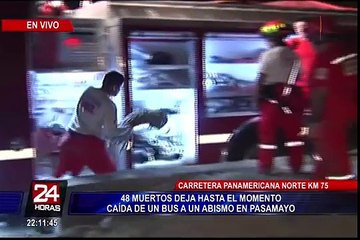 Pasamayo: bomberos rescatan 24 cuerpos tras accidente
