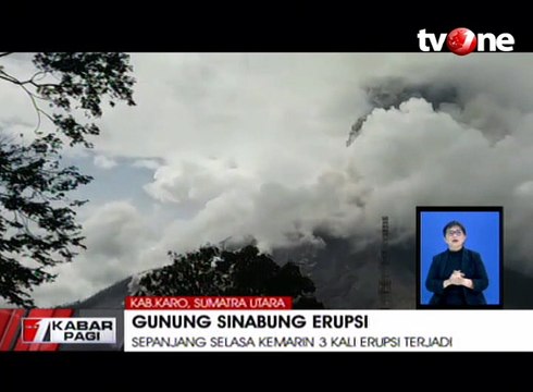 Gunung Sinabung Tiga Kali Erupsi dalam Satu Hari