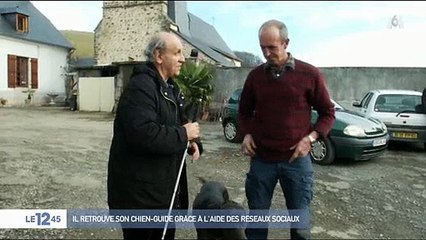 La belle histoire de mal-voyant qui retrouve son chien guide grâce aux réseaux sociaux - Regardez