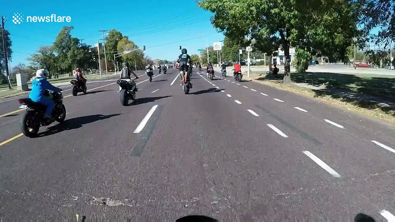 Motorcyclist run over by own bike in wheelie fail