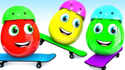 Learn Colors With Surprise Eggs Skateboards 3D Learning Videos for Kids and Children