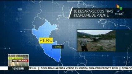 Al menos 16 desaparecidos tras desplome de puente colgante en Perú