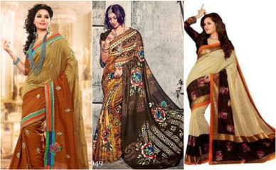 Exclusive Brown Bhagalpuri Silk Sarees For Women 2018