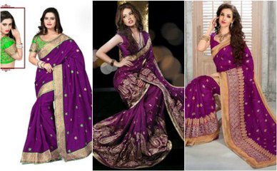 Exclusive Purple Bhagalpuri Silk Sarees For Women 2018