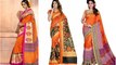 Exclusive Orange Bhagalpuri Silk Sarees For Women 2018