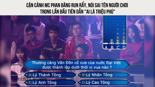 Cận cảnh MC Phan Đăng run rẩy, nói sai tên người chơi trong lần đầu tiên dẫn Ai là triệu phú