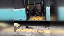 Özel halk otobüsü şoförünün tinerci ile imtihanı kamerada