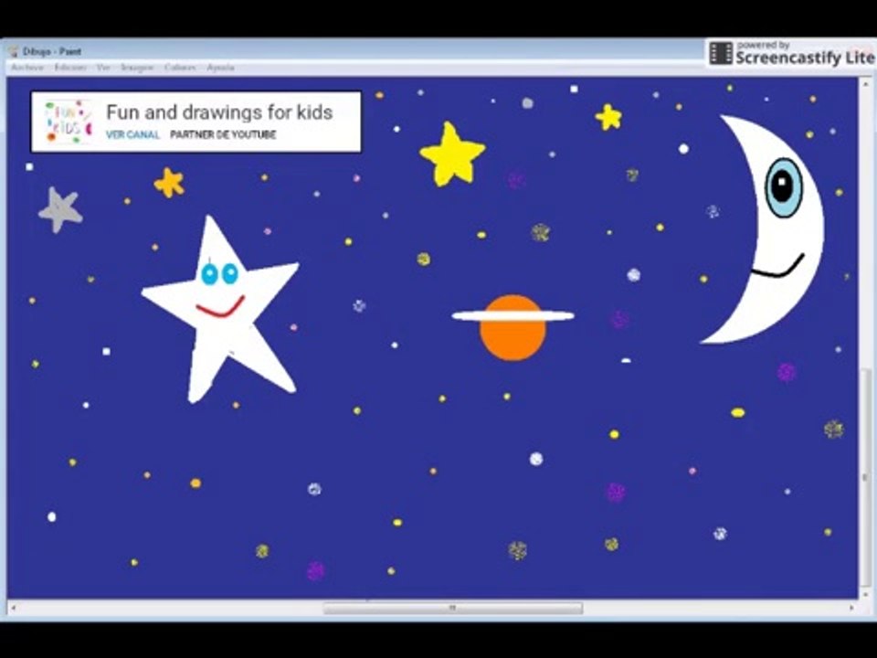 How to draw moon saturn and stars for children - Nursery rhymes