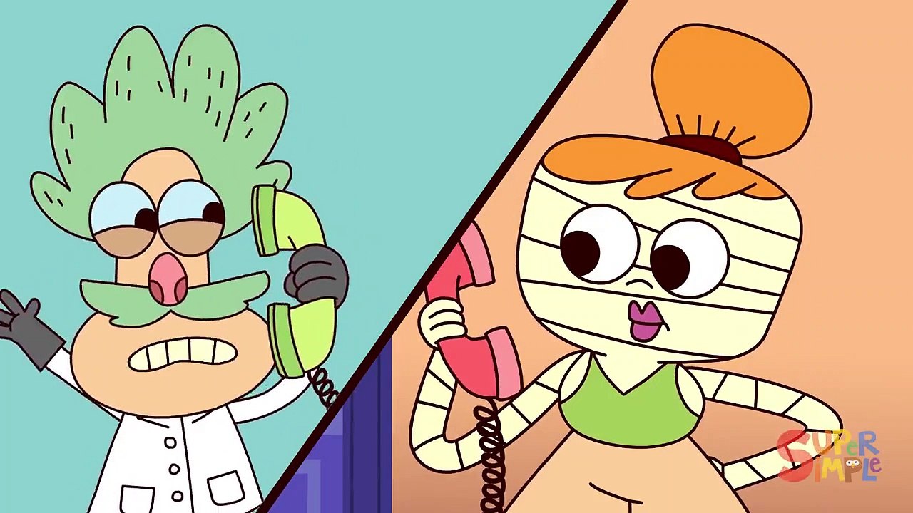 Five Little Monsters Jumping On The Bed _ Kids Halloween Song _ Super Simple Songs-kJsQpFX5uM4