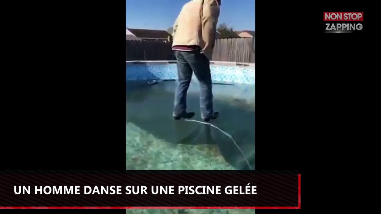 Etats-Unis : Un homme danse sur une piscine gelée (Vidéo)