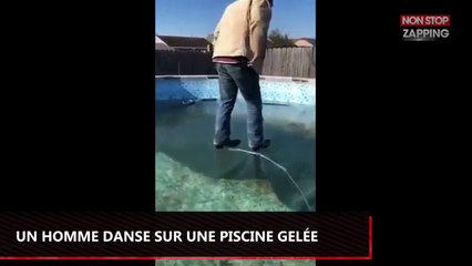 Etats-Unis : Un homme danse sur une piscine gelée (Vidéo)