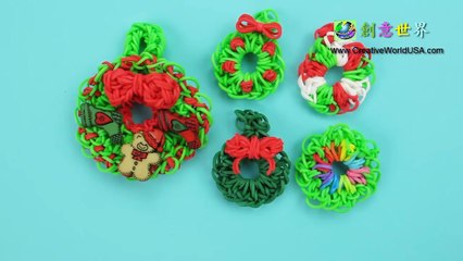 Rainbow Loom Wreath Charm (Loomless) 花圈- 彩虹編織器中文教學 Loom Bands Chinese Tutorial