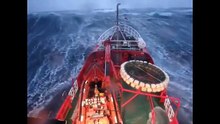 Ship Battles Huge Waves During Storm in Denmark HD