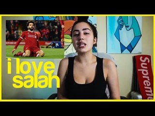 رد فعل مشجعة نادي ليفربول على اهداف ومهارات وسرعات  محمد صلاح HD