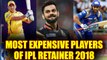 IPL 2018 retention : Virat Kohli, MS Dhoni and Rohit Sharma went for top bids | Oneindia News