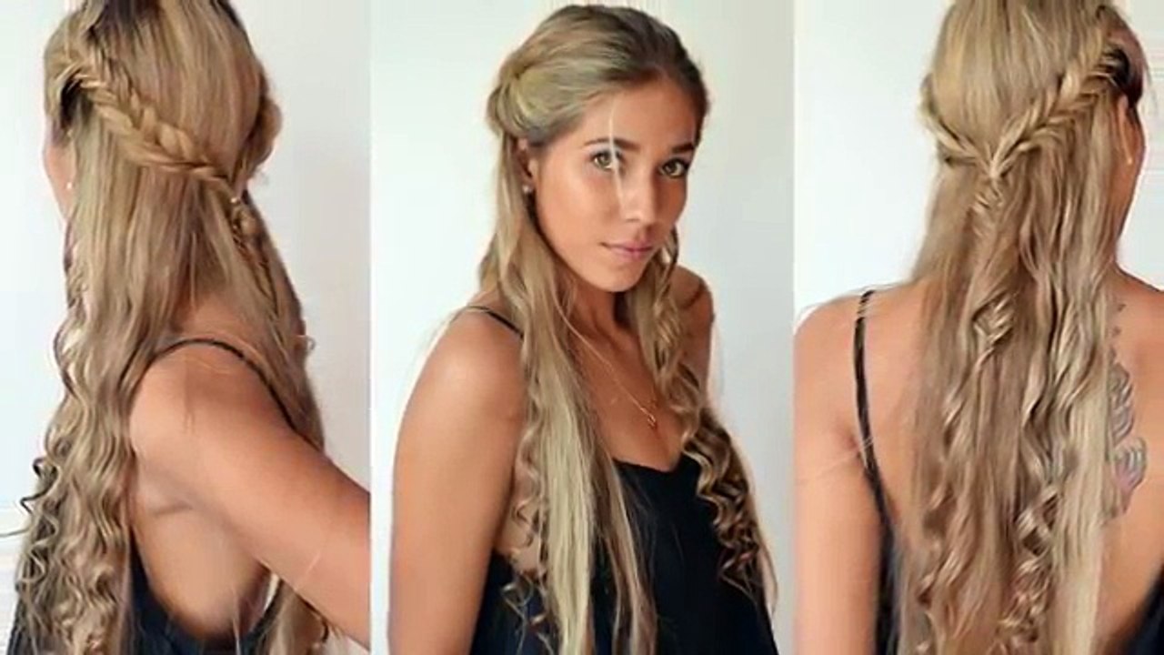 Peinado con Trenzas de Espiga Laterales y Rizos - Belleza si Limites