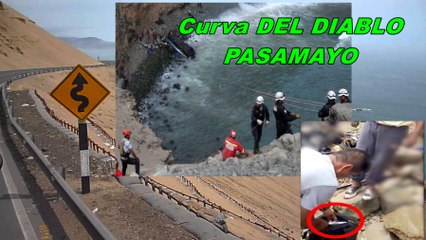 Pasamayo: Curva DEL DIABLO.  Carretera SERPENTIN que AUTOBÚS rodó 160 metros en la Cordillera de los Andes
