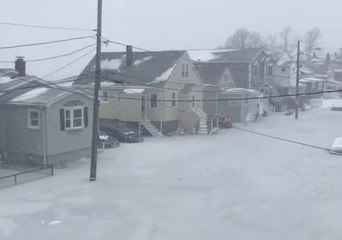 Floodwater Swamps Cars in Revere