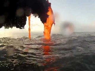 Amazing Footage of Lava Creating a Black Sand Beach