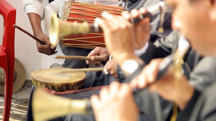 Nepali traditional instruments Panche Baja playing