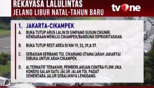 Rekayasa Lalu Lintas Jelang Libur Natal dan Tahun Baru