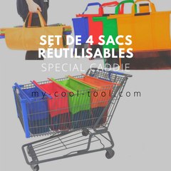 Set de 4 Sacs à Provisions Réutilisables  - Spécial Caddie