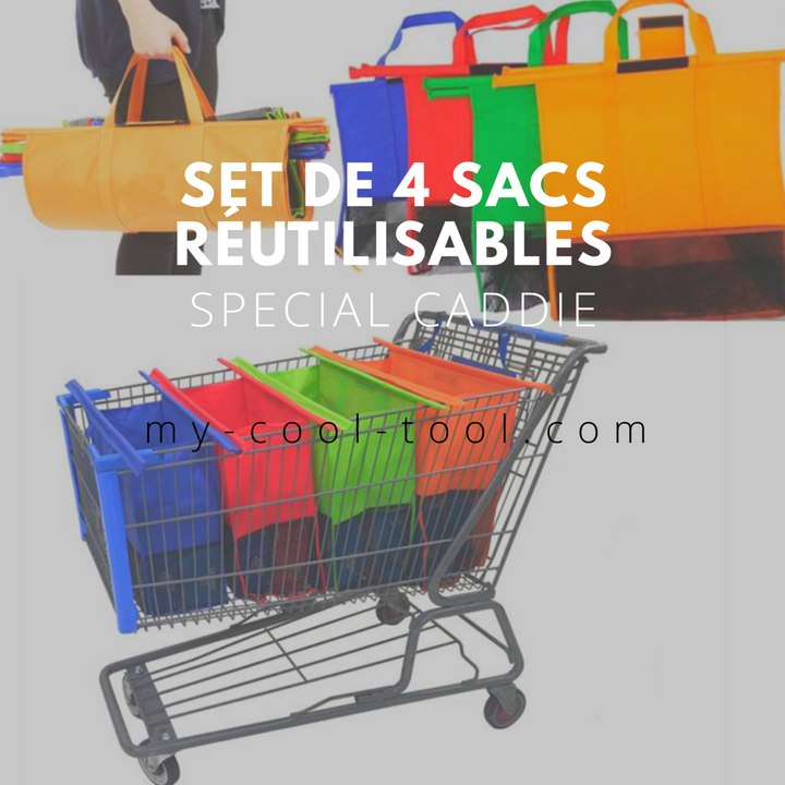Set de 4 Sacs à Provisions Réutilisables  - Spécial Caddie