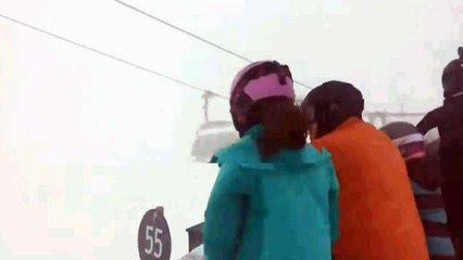 Skiers trapped in swinging chairlift as storm hits Austria