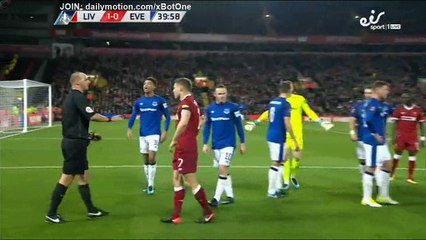 Firmino and Holgate going at it after Firmino ends up in the crowd