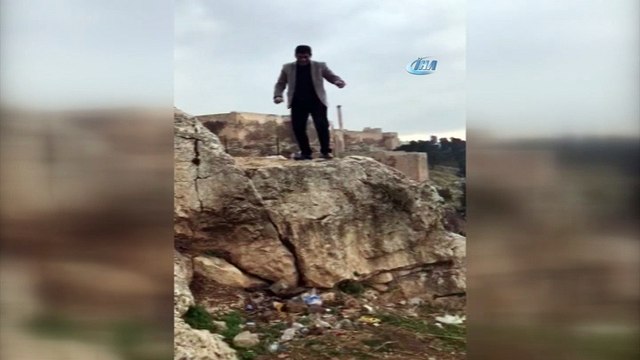 Arkadaşının uçurumdan düşme anını videoya böyle kaydetti