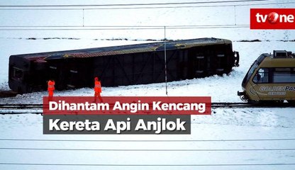 Diterjang Angin Kencang, Kereta Api Anjlok