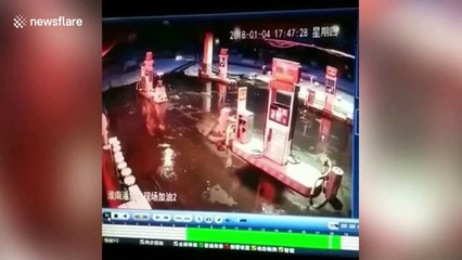 Petrol station canopy collapses under weight of snow