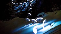 Un vol de nuit en speed riding avec un parapente lumineux (Chamonix)