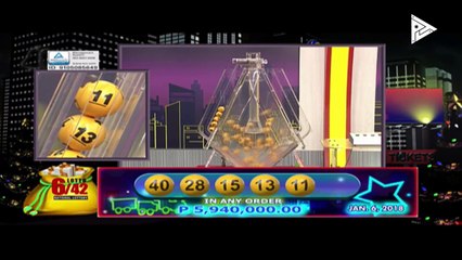 PCSO 9 PM Lotto Draw, January 6, 2018
