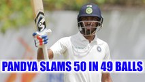 India vs SA 1st test 2nd Day : Hardik Pandya slams 2nd 50 of his test career | Oneindia News