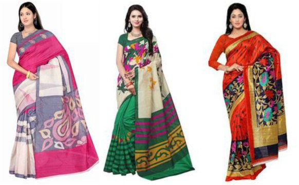 Exclusive Printed Bhagalpuri Silk Sarees For Women 2018