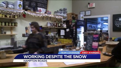 People Continue to Work Despite Snowy Weather