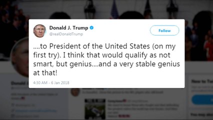 Fire and Fury: Donald Trump tweets he is 'a very stable genius'
