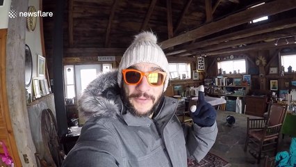 YouTuber records bomb cyclone "catch and cook"