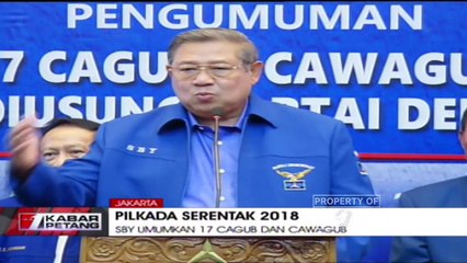 Ketum Partai Demokrat Umumkan 17 Pasangan Bakal Cagub dan Cawagub di Pilkada Serentak 2018