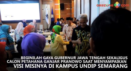 Gaya Kocak Ganjar Pranowo Paparkan Visi Pilgub di Depan Guru Besar Undip