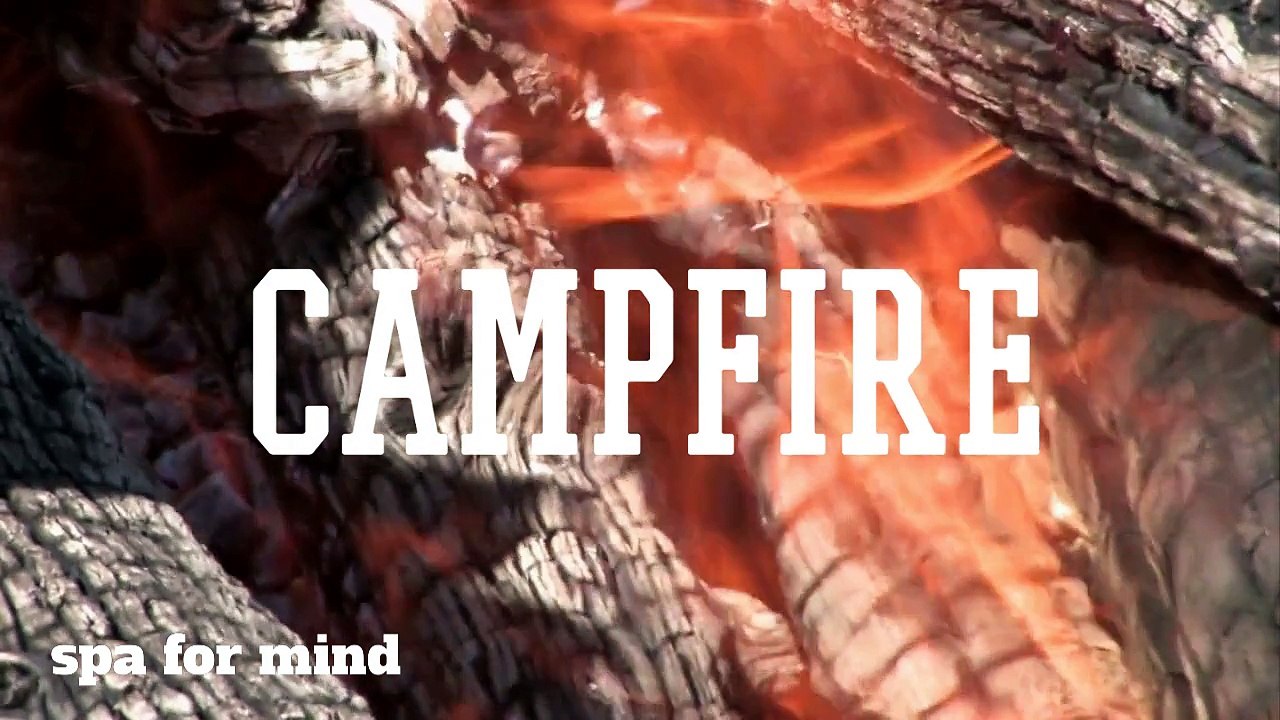 Camp fire at night - with crackling fire sound, crickets, owls for relaxation and sleep
